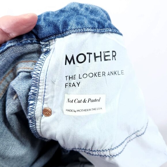 Mother Womens The Looker Ankle Fray Jeans 27 Stretch Mid Rise Distress Raw Hem - Picture 4 of 16
